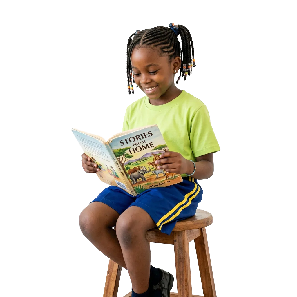 Girl Child Reading a Book
